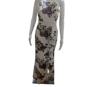 Sweet Storm White and Purple Floral Maxi Dress